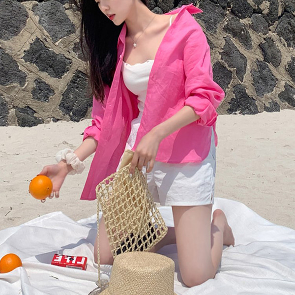 오빠꼬시러 가는날싼야 해변 바캉스 원피스 여성복 여름 윈난 로즈 레드 셔츠 태국 비치 스커트 투어-25094