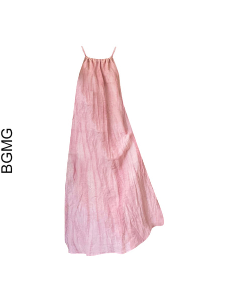 오빠꼬시러 가는날나른한 핑크 나시 원피스 여 여름 신상 루즈핏 날씬해 보이는 큰 밑단 스커트 주름 없음-25159